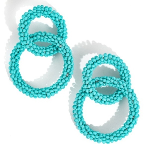 Paris&Pearle Jewelry - Cali Turquoise Beaded Douple Hoop Earrings
